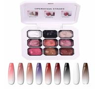 Gradient Painting Gel, 9 Colors Ombre Nails Gradient Gel, Almond Nude Black White Sponging for Pigment Pat Kit Aura Nails, French Manicure DIY Nail Art, Long Lasting No Wipe UV Palette