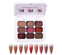 Gradient Painting Gel - 9 Colors Ombre Painting Gel Nail Polish, Almond Brown Red Sponging Gel for Aura Nails Art, No Wipe Sponge Pat Paint, UV LED Soak Off Palette for DIY French Manicure Design