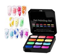 Gradient Painting Gel Nail Palette - No Washing Neon Balm, 12 Colors DIY Manicure Collection, Smooth Texture Blending Fingertip Cosmetic Coating Set | nails art Pigment Kit for Teenagers & Stylists