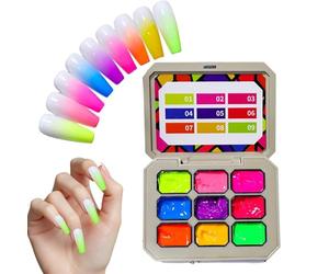 Gradient Painting Gel, with 9 Colors Set 18ml, Gradient Blush Gel Nail Kit, Uv Soak Off Pastel Nȧil Art, Long Lasting, for French Tip Floral Stripe