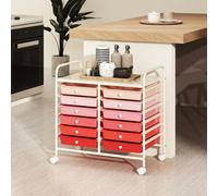Gradient Pink Multi-Purpose Storage Utility Cart With Drawer
