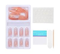 Gradient Pointed Fake Nails Tips Set 24Pcs Colored Full Cover False Nails With Nail File Jelly Glue For Wedding Party Holiday ABS Environmental Friendly Material (F745-16)