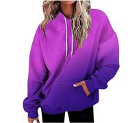 Gradient Printed Hoodies for Women Oversized Hooded Sweatshirts Long Sleeve Shirts Cozy Soft Pullover Womans Hoodie Sweater Fleece Lined Christmas Jumpers