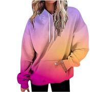 Gradient Printed Hoodies for Women Oversized Hooded Sweatshirts Long Sleeve Shirts Cozy Soft Pullover Womans Hoodie Sweater Fleece Lined Christmas Jumpers