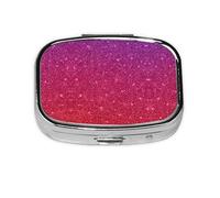 Gradient Sequin Sparkle Print Pill Box 2 Compartment Medicine Pill Case,Portable for Pocket Or Purse Pill Box Decorative Metal Medicine Organizer