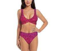 Gradient Sequin Sparkle Women's Two-Piece Swimsuit - Crossed Bikini for Beachwear and Swim Fashion, Swimsuit for Women, Ladies' Bikini, Triangle Bikini, Women's Bikini
