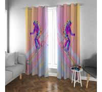 Gradient Style Blackout Curtains Handsome Man Skiing on the Snowy Mountain Eyelet Window Drapes for Patio Sliding Door 2 Panels B107xH180cm