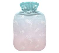 Gradient Turquoise Blue Pastel Hot Water Bottles with Soft Cover Feet Warmer with Soft Cover Hot Water Bag for Foot Bed Warmer Pain Relief Small