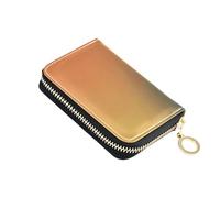 Gradient Warm Pastel Women's Wallets Leather RFID Blocking Credit Card Wallets Small Zipper Travel Wallet with Key Ring