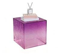 Gradient Water Ripple Acrylic Cube Side Table Colorful Decorative Acrylic Block for Home Office Retail Display Wedding Events Multiple (Purple,20x20x20cm8x8x8in)
