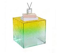 Gradient Water Ripple Acrylic Cube Side Table Colorful Decorative Acrylic Block for Home Office Retail Display Wedding Events Multiple (Yellow,10x10x10cm4x4x4in)