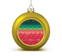 Gradient Watermelon Christmas Ball Ornaments - Golden Shatterproof Plastic Vintage Rustic Xmas Tree Decorations Pendant for Family Holiday Wedding Party Xmas Hanging Decoration