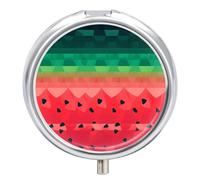 Gradient Watermelon pilldispenser with Mirror 3 Compartments Waterproof Pillcase for Purse Pocket Non-Slip Grip Travel Medicine Organizer Container Box for Vitamin Fish Oil Supplement