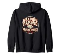 Grading Papers Praying Harder Christian Teacher Jesus Zip Hoodie