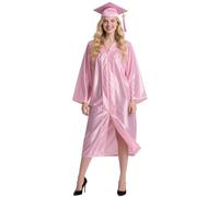 GradPlaza Shiny Graduation Cap and Gown 2025 and 2026 Year Charm Tassel Set for Middle High School College Commencement, Pink, 39