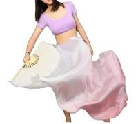 Gradual color silk dance fan belly dance Indian dance Oriental dance fan Festival performance props (White Pink- Right,L 180cm)