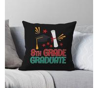 Graduate 8th Grade Square Pillowcase Polyester Linen Velvet Printed Zip Decorative Throw Pillow Case Home Cushion Cover