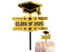 Graduate Class Two Thousand Twenty-Five Cupcake Decorations Acrylic Graduation Cupcake Toppers Happy Black and Gold Appetizers Picks for Home Classroom School Children Children