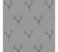 Graduate Collection Wallpaper Stag Print Grey 32824