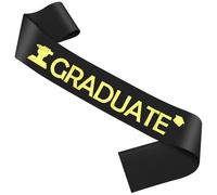 Graduate Sash Funny Graduation Gifts for Her Him Graduation Party Supplies Black Satin Gold Fonts Sash High School University Masters PHD Graduate Gifts for Daughter Son Boys Girls Sister Friends