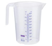Graduated can 2,000 ml, PP, with 2 Scales Closed Handle, Transparent and Stackable