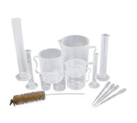 Graduated Cylinder Baker and Pipette Set of 11 for School Science Laboratory Cylinder Beaker Pipette Set with Brush Clear Scale Markings