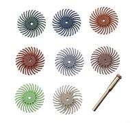 Graduated Grit Radial Bristle Disc Kit Supporting Sequential Polishing Stages from Coarse Shaping to Final Luster Enhancement (9pcs)