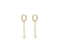 Graduated Triple Pearl Drop Earrings Joy by Corrine Smith Metallic Gold One Size