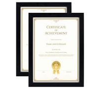 GraduatePro A4 Certificate Frame Black Graduation University Degree Frame with Mount Wood Wall Hanging Tabletop Standing 11x8 2 Pcs