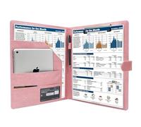 GraduatePro A4 Clipboard Folder with Storage Leather Waterproof Magnetic Conference Presenter Document Business Organizer Sleeves Pink