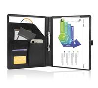 GraduatePro A4 Portfolio Folder with Magnetic Clipboard Folder 2 Ring Binder for Legal Pad Work Writing Paperwork & Presentations (Black)