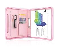 GraduatePro A4 Portfolio Folder with Zipper Clipboard Folder 2 Ring Binder for Legal Pad Work Writing Paperwork & Presentations (Pink)