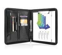GraduatePro A4 Portfolio Folder with Zipper Clipboard Folder 2 Ring Binder for Legal Pad Work Writing Paperwork & Presentations (Black)