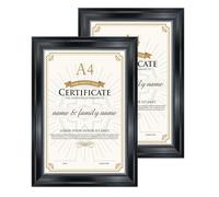 GraduatePro Certificate Frame A4 Diploma Document Frame Black Finish with Silver Beaded for Wall & Tabletop Design 2 Pcs
