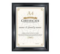 GraduatePro Certificate Frame A4 Diploma Document Frame Black Finish with Silver Beaded for Wall & Tabletop Design