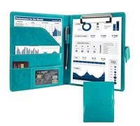 GraduatePro Clipboard Folder A5 with Storage Leather Document Folder Waterproof Magnetic Conference Presenter Business Organizer Turquoise