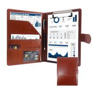 GraduatePro Clipboard Folder A5 with Storage Leather Document Folder Waterproof Magnetic Conference Presenter Business Organizer Brown