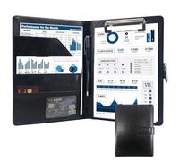 GraduatePro Clipboard Folder A5 with Storage Leather Document Folder Waterproof Magnetic Conference Presenter Business Organizer Black