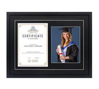 GraduatePro Graduation Frame Degree Certificate Frame for 1 A4 Certificate and 8X10 Photograph with Black Mount