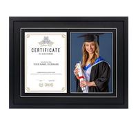 GraduatePro Graduation Frame Degree Certificate Frame for 2 A4 Certificate Graduation with Black Mount