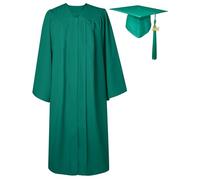 GraduatePro Graduation Gown and Cap for Adults 2026 Hat Matte Bachelor University Party Robe Set High School Women Men Emerald 51=M