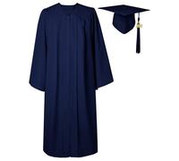 GraduatePro Graduation Gown and Cap for Adults 2026 Hat Matte Bachelor University Party Robe Set High School Women Men Navy 48=S
