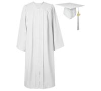 GraduatePro Graduation Gown and Cap for Adults 2026 Hat Matte Bachelor University Party Robe Set High School Women Men White 51=M