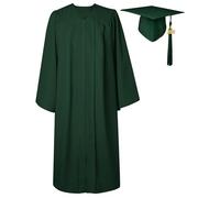 GraduatePro Graduation Gown and Cap for Adults 2026 Hat Matte Bachelor University Party Robe Set High School Women Men Forest 57=XL