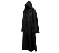 GraduatePro Hooded Robe Cloak Halloween Cape Wizard Tunic Knight Fancy Medieval Cosplay Adult Costume Black L