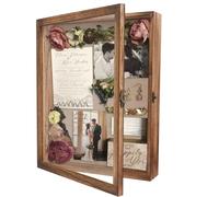 GraduatePro Shadow Box 11x14 Large Brown Frame with Glass Deep Picture Wedding Bouquet Flowers Memorabilia Medals Photos Memory for Keepsakes