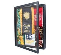 GraduatePro Shadow Box 13x16 Display Case Large Black Frame with Glass Deep Picture Wedding Bouquet Flowers Memorabilia Medals Photos Memory for Keepsakes