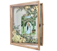 GraduatePro Shadow Box 13x16 Large Brown Frame with Glass Deep Picture Wedding Bouquet Flowers Memorabilia Medals Photos Memory for Keepsakes
