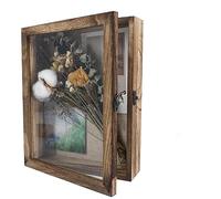 GraduatePro Shadow Box 8x10 Brown Frame with Glass Deep Picture Wedding Bouquet Flowers Memorabilia Medals Photos Memory for Keepsakes