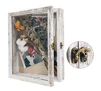 GraduatePro Shadow Box 8x10 Display Case Large White Frame with Glass Deep Picture Wedding Bouquet Flowers Memorabilia Medals Photos Memory for Keepsakes